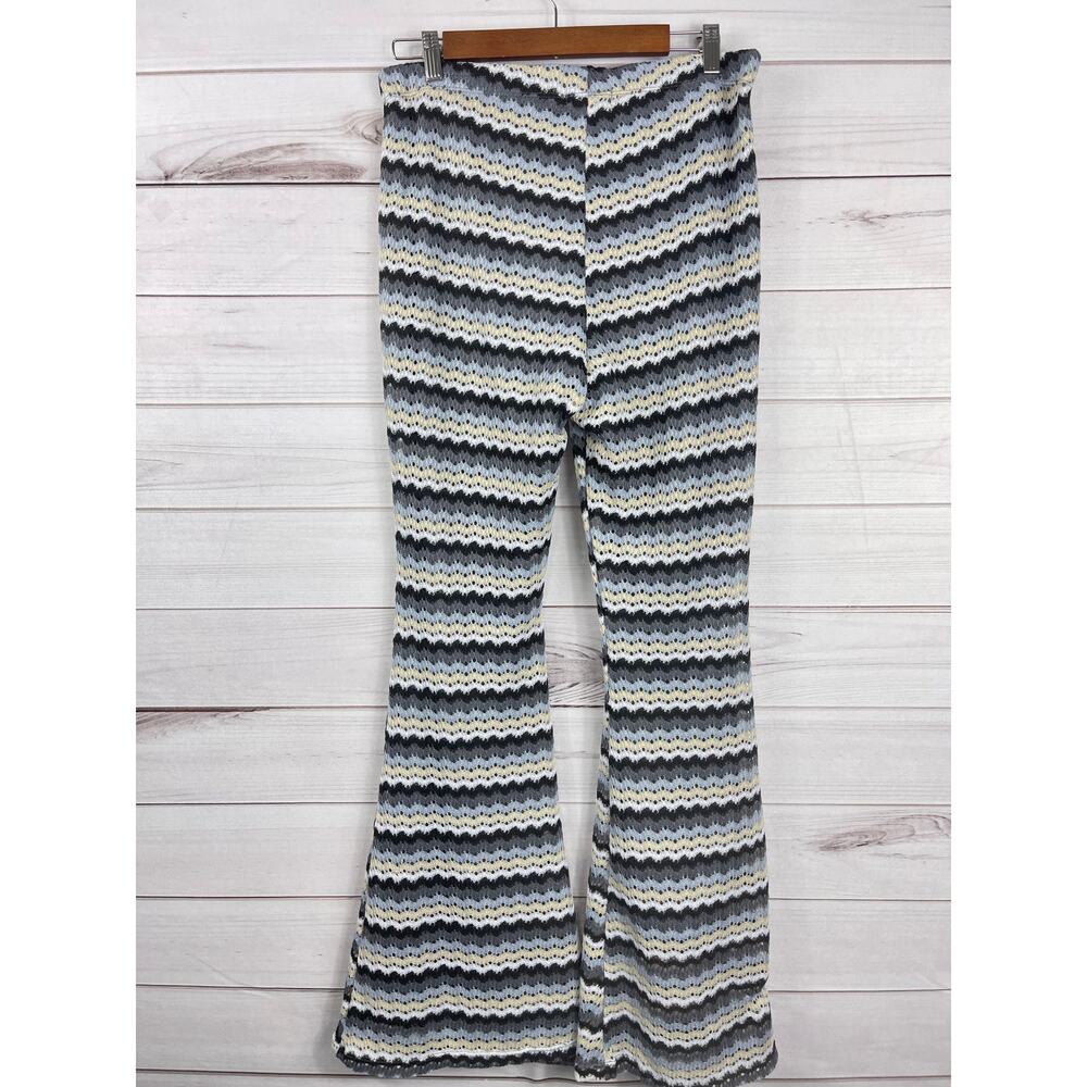 Stitch & Pine Women's Sz L Groovy Striped Knitted Lined Boot Cut Yoga‎ Pants